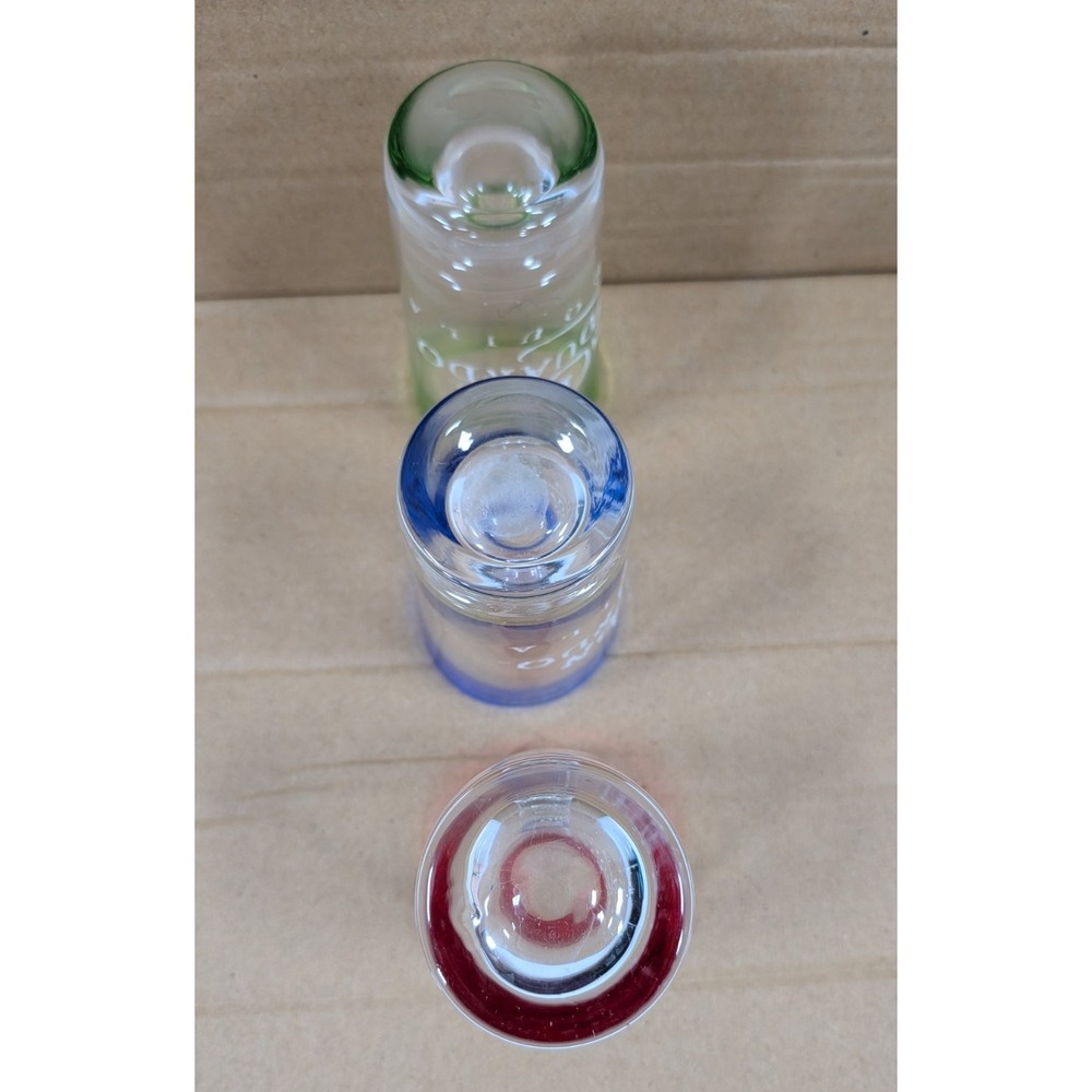 Don Eduardo Set Of 3 Tri Color Tequila Shot Glasses Green , Red and Blue - Picture 4 of 4